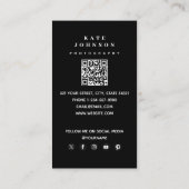 Carte De Visite Logo du photographe moderne Code QR Médias sociaux (Dos)