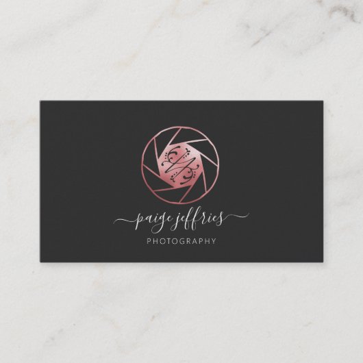 Carte De Visite Logo du photographe rose Gold | Signature (Devant)