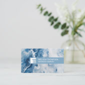 Carte De Visite Logo du pilier | Arrière - plan en marbre bleu (Debout devant)