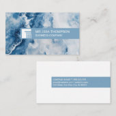 Carte De Visite Logo du pilier | Arrière - plan en marbre bleu (Devant / Derrière)