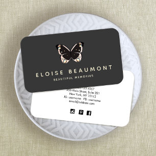 Carte De Visite Logo du planificateur d'événements papillon élégan