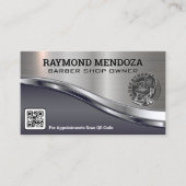 Carte De Visite Logo du pôle en barbre | Code QR | Épingle métalli (Devant)