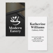 Carte De Visite Logo du restaurant | Bandes d'or | Ruban noir (Devant / Derrière)