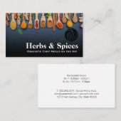 Carte De Visite Logo du restaurant | Herbes et épices sur cuillère (Devant / Derrière)