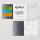 Carte De Visite Logo du restaurant | Marbre métallique (Devant / Derrière)