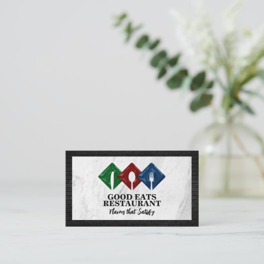 Carte De Visite Logo du restaurant Silverware | Marbre | Brick (Debout devant)