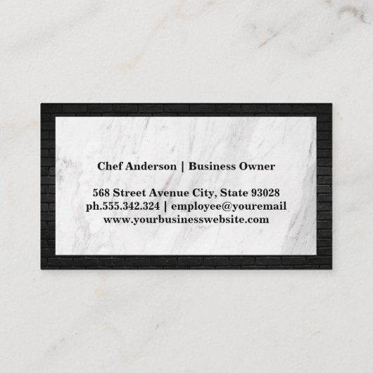 Carte De Visite Logo du restaurant Silverware | Marbre | Brick (Dos)