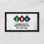 Carte De Visite Logo du restaurant Silverware | Marbre | Brick (Devant)