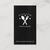Carte De Visite Logo du restaurant texturé simple en bois Rustique (Devant)
