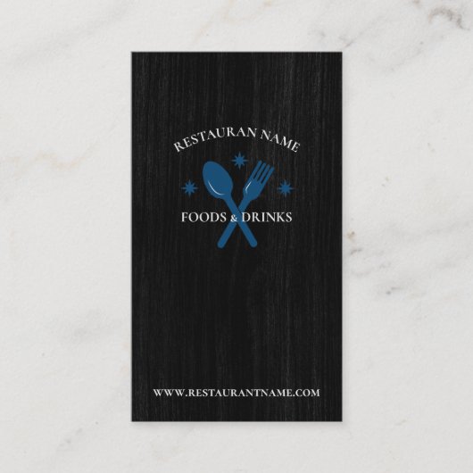 Carte De Visite Logo du restaurant texturé simple en bois Rustique (Devant)