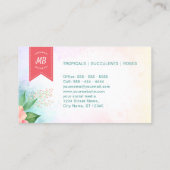 Carte De Visite Logo du Rose d'aquarelle couleur turquoise Ombre (Dos)