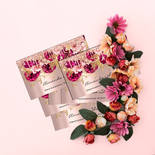 Carte De Visite Logo du Rose Mariage du gestionnaire d'événements 