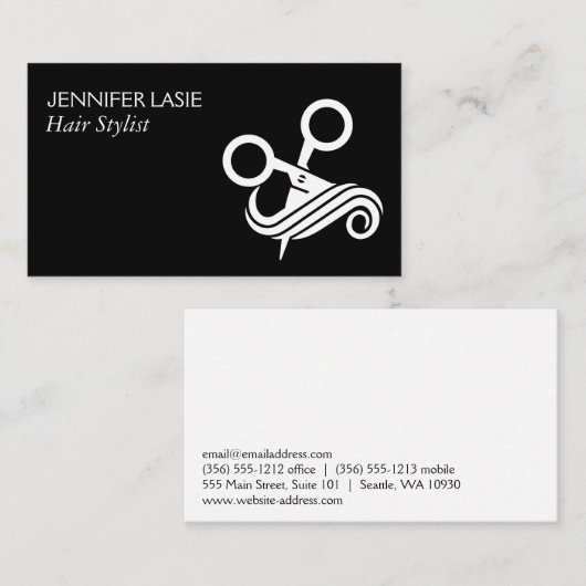 Carte De Visite Logo du salon de coiffure de ciseaux (Devant / Derrière)