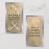 Carte De Visite Logo du salon de coiffure d'or | Ciseaux (Devant / Derrière)