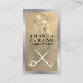 Carte De Visite Logo du salon de coiffure d'or | Ciseaux (Devant)