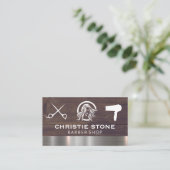 Carte De Visite Logo du salon de coiffure | Outils | Bois métalliq (Debout devant)