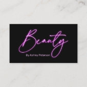 Carte De Visite Logo du script de beauté de néon violet glam moder (Devant)