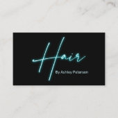 Carte De Visite Logo du script de cheveux glam neon moderne code q (Devant)