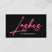Carte De Visite Logo du script de cils rose glam (Devant)