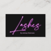 Carte De Visite Logo du script de flash de néon violet glam (Devant)