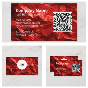 Carte De Visite Logo du service de déblaiement de déchets Red Junk