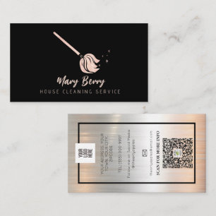 Carte De Visite Logo du service de ménage de la maison Rose Gold M