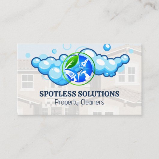 Carte De Visite Logo du service de nettoyage | Quartier (Devant)