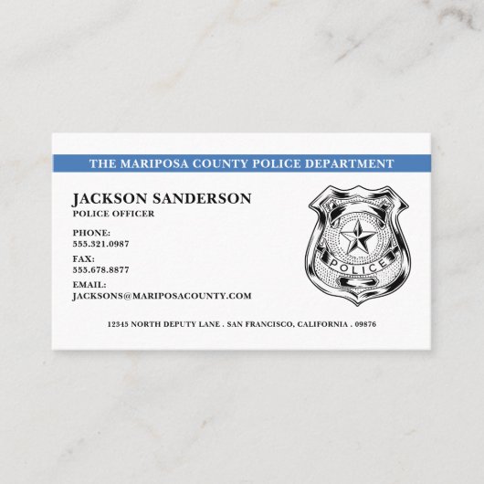 Carte De Visite Logo du service de police (Devant)