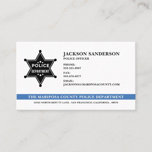 Carte De Visite Logo du service de police du Sheriff (Devant)