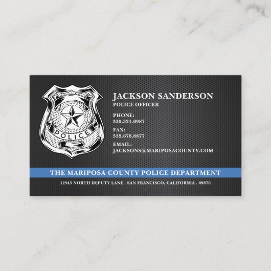 Carte De Visite Logo du service de police personnalisé (Devant)