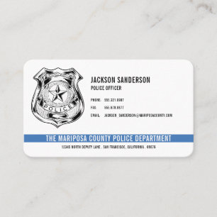 Carte De Visite Logo du service de police personnalisé Ligne bleue