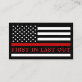 Carte De Visite Logo du service des incendies Red Line Firefighter (Dos)