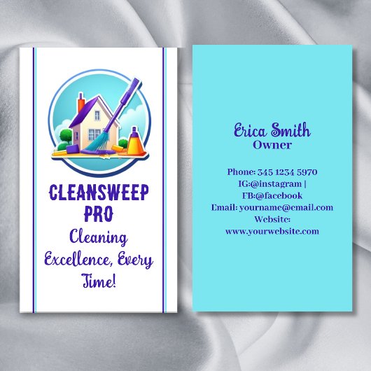 Carte De Visite Logo du service professionnel de nettoyage de mais