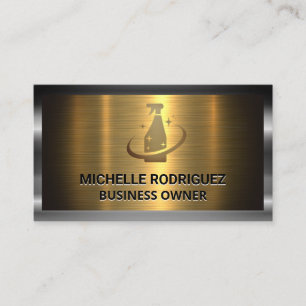 Carte De Visite Logo du Spray nettoyant   Métal or argenté