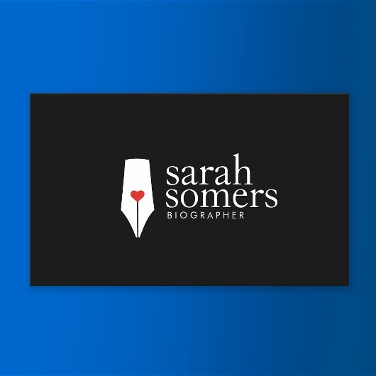 Carte De Visite Logo du stylo Calligraphie de l'écrivain indépenda