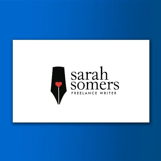 Carte De Visite Logo du stylo Calligraphie de l'écrivain indépenda