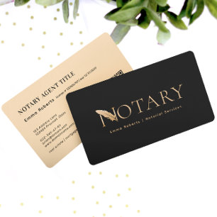 Carte De Visite Logo du stylo en plume or rose N Code QR notaire