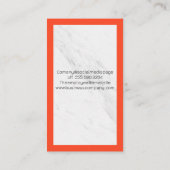 Carte De Visite Logo du stylo en plume orange | Blanc marbre (Dos)