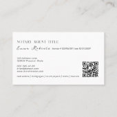 Carte De Visite Logo du stylo plume moderne Notaire Writer QR Code (Dos)