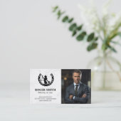 Carte De Visite Logo du système de justice | Homme d'affaires | Av (Debout devant)