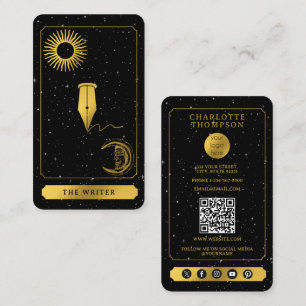 Carte De Visite Logo du Tarot Céleste Noir Or Écrivain Auteur