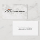 Carte De Visite Logo du toit de la maison | Marbre (Devant / Derrière)