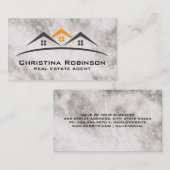 Carte De Visite Logo du toit de l'immeuble | Texture de marbre (Devant / Derrière)