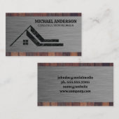 Carte De Visite Logo du toit en marbre | Bois métallique (Devant / Derrière)