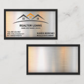 Carte De Visite Logo du toit immobilier | Brossé métallique (Devant / Derrière)