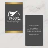 Carte De Visite Logo du toit immobilier | Découpe Or (Devant / Derrière)