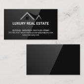Carte De Visite Logo du toit | Immobilier élégant noir (Devant / Derrière)