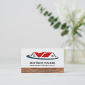 Carte De Visite Logo du toit rouge | Découpe en bois (Debout devant)