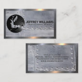 Carte De Visite Logo du travailleur de souder | Rivets métalliques (Devant / Derrière)