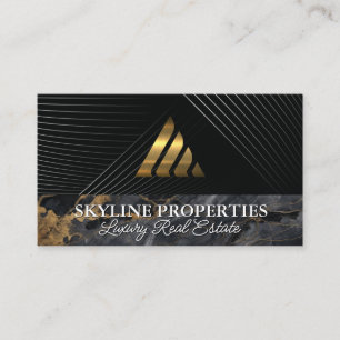 Carte De Visite Logo du triangle métal or Marbre Entreprise